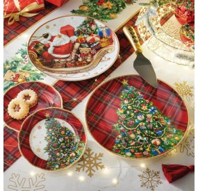 PAIR OF SWEET SAUCERS \ CHRISTMAS CONTOUR CHRISTMAS BRANDANI PORCELAIN