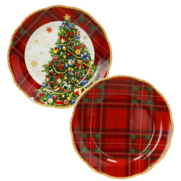 PAIR OF SWEET SAUCERS \ CHRISTMAS CONTOUR CHRISTMAS BRANDANI PORCELAIN