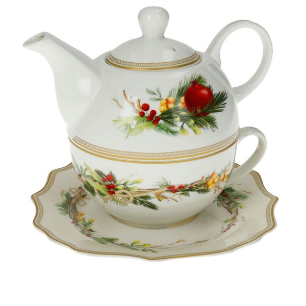 TEAPOT + CAROL CUP CHRISTMAS DECORATIONS CHRISTMAS BRANDANI PORCELAIN