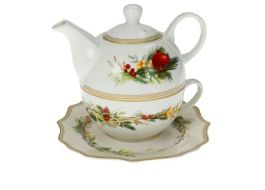 TEAPOT + CAROL CUP CHRISTMAS DECORATIONS CHRISTMAS BRANDANI PORCELAIN