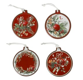 SET 4 DECORAZIONI NATALIZIE IN CERAMICA CAROL CHRISTMAS BRANDANI