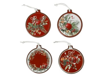 SET 4 DECORAZIONI NATALIZIE IN CERAMICA CAROL CHRISTMAS BRANDANI