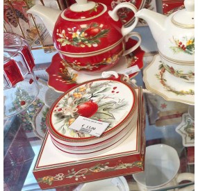 SET 4 DECORAZIONI NATALIZIE IN CERAMICA CAROL CHRISTMAS BRANDANI