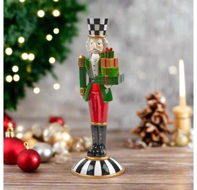 RED AND GREEN POLYRESIN CHRISTMAS SOLDIER HEIGHT 41CM