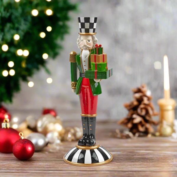 RED AND GREEN POLYRESIN CHRISTMAS SOLDIER HEIGHT 41CM