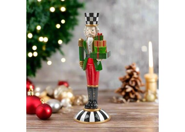 RED AND GREEN POLYRESIN CHRISTMAS SOLDIER HEIGHT 41CM