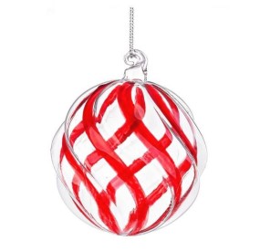 TRANSPARENT RED CRYSTAL SPHERE BALL DIAMETER 8CM