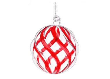 TRANSPARENT RED CRYSTAL SPHERE BALL DIAMETER 8CM