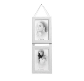 DOUBLE WALL PHOTO FRAME WHITE WOOD GIEMME 10x15cm