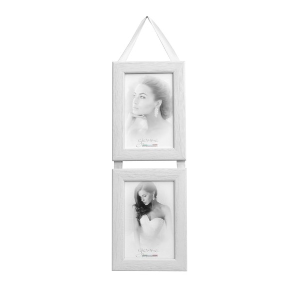 DOUBLE WALL PHOTO FRAME WHITE WOOD GIEMME 10x15cm