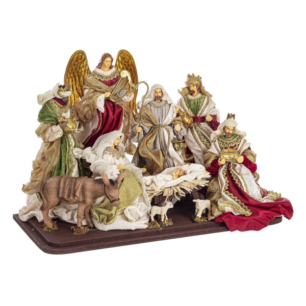 PRESEPE STATICO NATIVITA' RAPHAEL STAND 51x38H RESINA E CANAPA