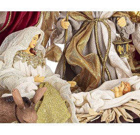 PRESEPE STATICO NATIVITA' RAPHAEL STAND 51x38H RESINA E CANAPA