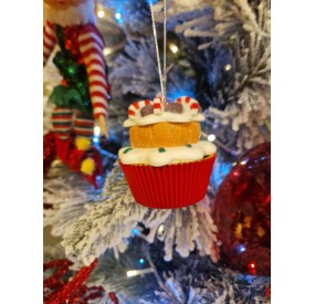 CHRISTMAS CUPCAKE BALL DECORATION - RED