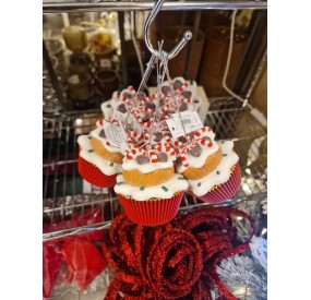 CHRISTMAS CUPCAKE BALL DECORATION - RED