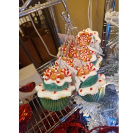 DECORO PALLINA NATALE CUPCAKE - VERDE