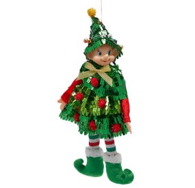 ELF CHRISTMAS DECORATION - GREEN H.30cm