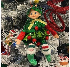 ELF CHRISTMAS DECORATION - GREEN H.30cm