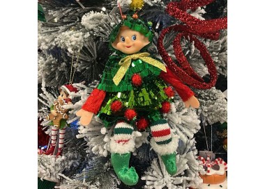 ELF CHRISTMAS DECORATION - GREEN H.30cm