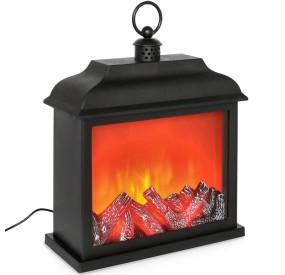 LESTER BLACK METAL FIREPLACE WITH BIZZOTTO LED LIGHTS 30x34cm