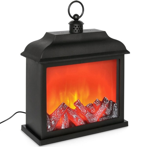 LESTER BLACK METAL FIREPLACE WITH BIZZOTTO LED LIGHTS 30x34cm