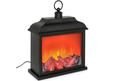 LESTER BLACK METAL FIREPLACE WITH BIZZOTTO LED LIGHTS 30x34cm