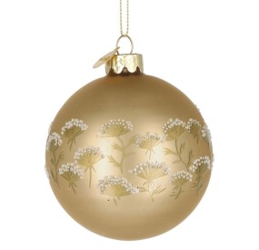 ACHILLEA GOLD GLASS BALL WITH GOLD FLOWERS DIAMETER 10CM