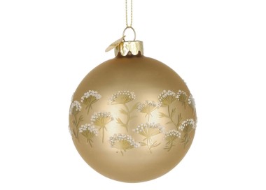 ACHILLEA GOLD GLASS BALL WITH GOLD FLOWERS DIAMETER 10CM