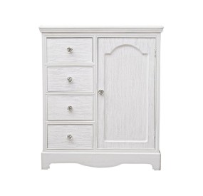 CREDENZA BIANCA IN LEGNO 1 ANTA BLANC BIZZOTTO 4 CASSETTI 66x32cm H.80cm