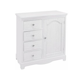 CREDENZA BIANCA IN LEGNO 1 ANTA BLANC BIZZOTTO 4 CASSETTI 66x32cm H.80cm