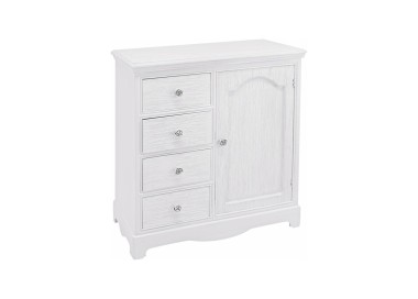 CREDENZA BIANCA IN LEGNO 1 ANTA BLANC BIZZOTTO 4 CASSETTI 66x32cm H.80cm