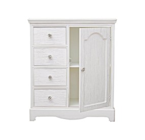 CREDENZA BIANCA IN LEGNO 1 ANTA BLANC BIZZOTTO 4 CASSETTI 66x32cm H.80cm