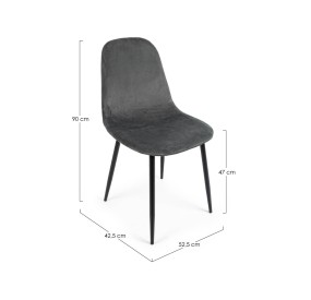 RELIA CHAIR IN GRAY VELVET WITH BLACK BIZZOTTO STEEL LEGS