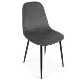 RELIA CHAIR IN GRAY VELVET WITH BLACK BIZZOTTO STEEL LEGS