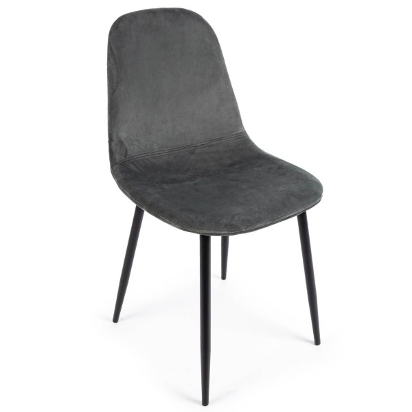 RELIA CHAIR IN GRAY VELVET WITH BLACK BIZZOTTO STEEL LEGS