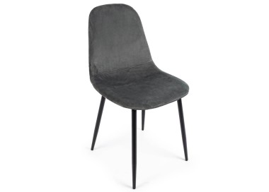 RELIA CHAIR IN GRAY VELVET WITH BLACK BIZZOTTO STEEL LEGS