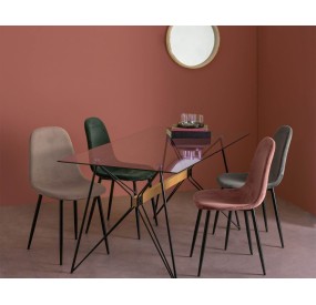 IRELIA CHAIR IN TAUPE VELVET WITH BLACK BIZZOTTO STEEL LEGS