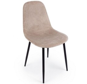 IRELIA CHAIR IN TAUPE VELVET WITH BLACK BIZZOTTO STEEL LEGS