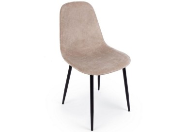 IRELIA CHAIR IN TAUPE VELVET WITH BLACK BIZZOTTO STEEL LEGS