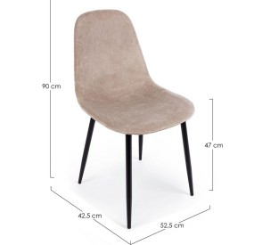 IRELIA CHAIR IN TAUPE VELVET WITH BLACK BIZZOTTO STEEL LEGS