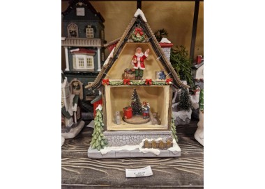 SANTA CLAUS' HOUSE MUSIC BOX WITH MUSIC AND LIGHTS