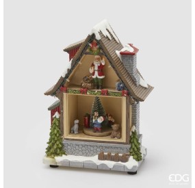 SANTA CLAUS' HOUSE MUSIC BOX WITH MUSIC AND LIGHTS