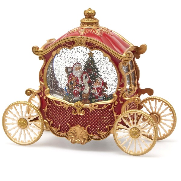 CHRISTMAS CARRIAGE MUSIC BOX WITH MUSIC LIGHTS AND SNOW MOVEMENT