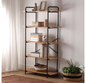 MUNA METAL AND WOOD BOOKSHELF 5 SHELVES 80x34 H144 VERSA