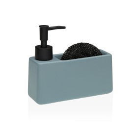 DISPENSER SAPONE CON PORTA SPUGNA BLU