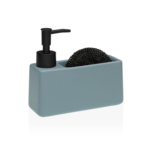 DISPENSER SAPONE CON PORTA SPUGNA BLU