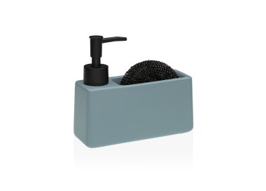 DISPENSER SAPONE CON PORTA SPUGNA BLU