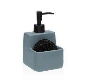 DISPENSER SAPONE CON PORTA SPUGNA BLU - QUADRATO