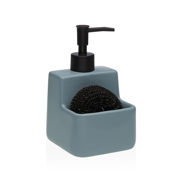 DISPENSER SAPONE CON PORTA SPUGNA BLU - QUADRATO