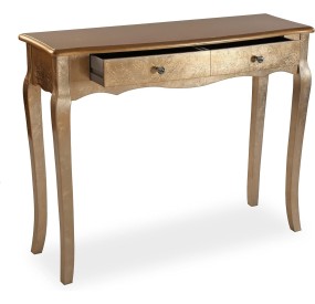 CAGLIARI ENTRANCE TABLE IN GOLD WOOD 100x35cm H80 VERSA