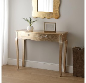 CAGLIARI ENTRANCE TABLE IN GOLD WOOD 100x35cm H80 VERSA